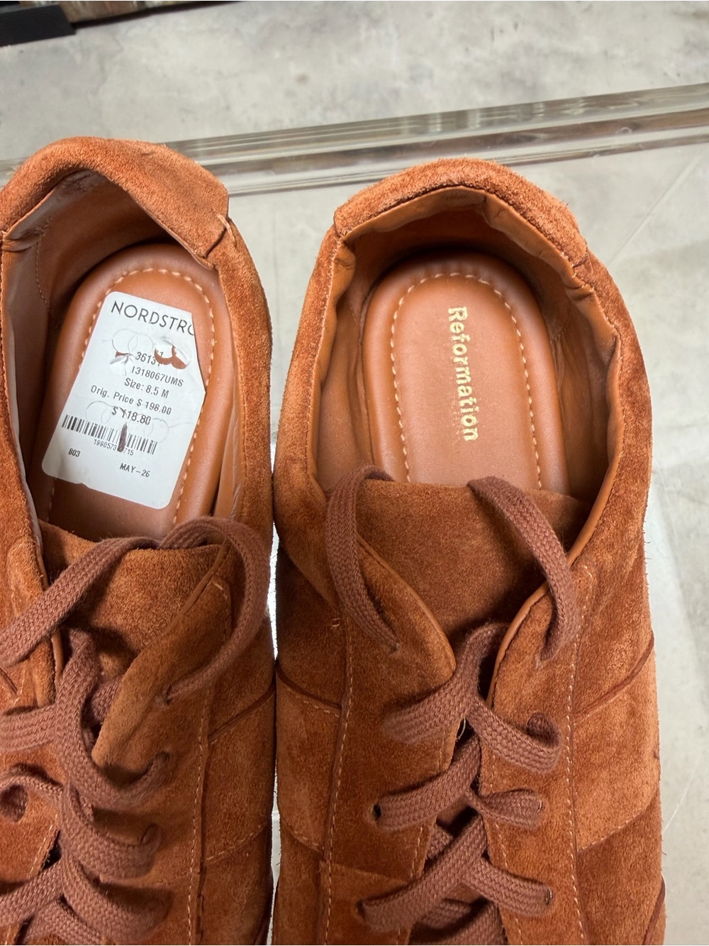 Reformation Terra Suede Lace-Up Sneakers — Chestnut Brown size 8.5 - Picture 13 of 13